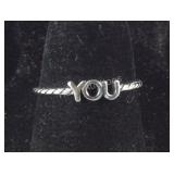 Size 6 Sterling silver "you" ring