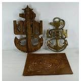 United States Naval Academy anchors, wood and