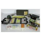 Fishing lures, reels, cleaning kit and more