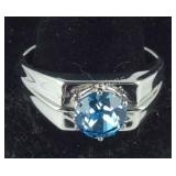 Size 14 Sterling aquamarine Swarovski crystal