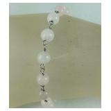 7.25in Sterling Galilea rose quartz 25.2ct bead