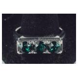 Size 13 emerald Swarovski crystal platinum bond