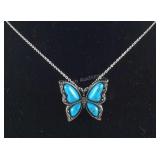 16.6ct blue howlite butterfly brooch pendant with