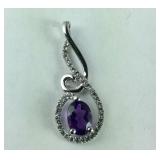 Sterling 1ct amethyst zircon pendant