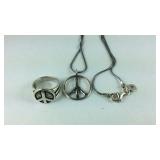 Sterling silver jewelry, size 7.25 peace ring