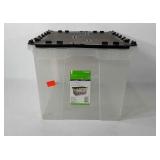 12 gallon tote with interlocking lid, has small