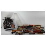 Model train group, includes locomotives, cars,
