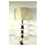 Mid-century table lamp, wood and Lucite, 26.5"