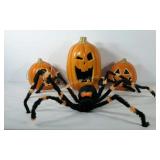 Halloween decor, light-up jack-o-lanterns, and
