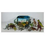 Group of toy dinosaurs with Zip Bin storage
