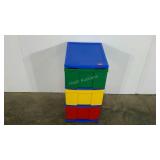 Colorful three drawer plastic storage bins, 25"