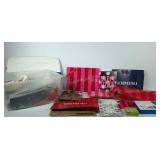 Group of gift bags and boxes, includes