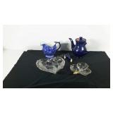 Floral heart glass dish, glass leaf dish, floral