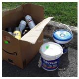 Paints and chemicals lot, spray paints various