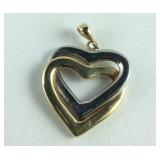 14k yellow and white gold heart pendant 3.13g