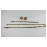 Costume jewelry- two Gold plated rings, bracelet,