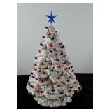 Holiday decor, ceramic red, white and blue