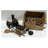 Parts and pieces from antique phones.