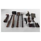 Tools, includes rubber mallet, chisel, pickle