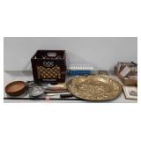 Miscellaneous group, includes large brass decor