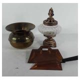 Mixed group, includes Brass spittoon, copper