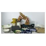 Miscellaneous housewares, burlap and American