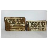 Vintage car tags, 1967 Fairfax County Virginia