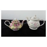 Two floral teapots, Edwardian collection made in