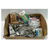 Flat of assorted hardware. Turnbuckles, door