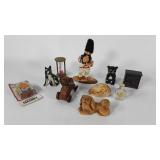 Mixed trinket and figurine group, cat, dog,