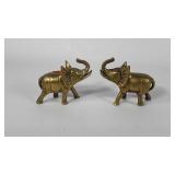 Brass elephants, pair, stand 3.5" tall
