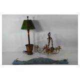 Decor group, 5 globe brass chandelier with