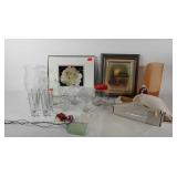 Miscellaneous group, framed artwork, glassware,