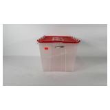 HDP 12 gallon tote with interlocking lid, lid has