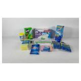 Cleaning supplies, sponges, Clorox toilet wand,