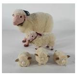 Five crafted sheep figurines