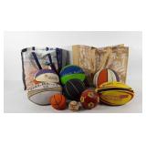 Group of sports ball, basketballs, rugby balls,