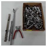 Tools, socket wrenches and various size sockets