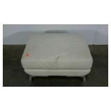 Ottoman, white vegan leather, 23 x 30 x 16