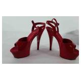 Pleaser red high heels with box, size 10M