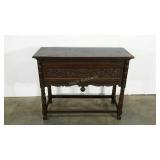 Carved sofa table,  18 x 45 x 36, lots of nice