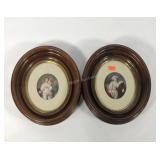Pair of oval deep well frames with portrait