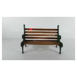 Cast iron and wooden doll sized bench, 10.5" x