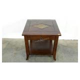 End table, single drawer, stone-look insert, 26 x