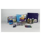 Crafting group, includes glitter paint, pottery