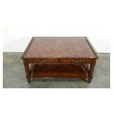 Coffee table with military accents, badge in
