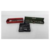 Tools, three socket wrench sets, all include