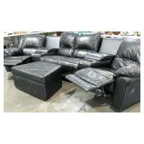 Leather theater-style sectional, features cup