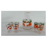 Glassware, orange themed juice set, includes