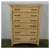Five drawer chest. Back is damaged, as shown.